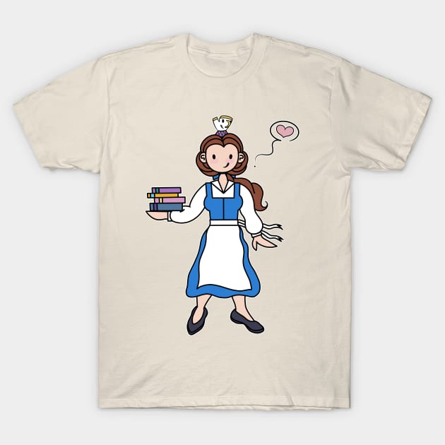 Bookworm & Teacup T-Shirt by colleen.rose.art